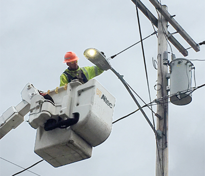 LED streetlights being installed in the Village of Minoa